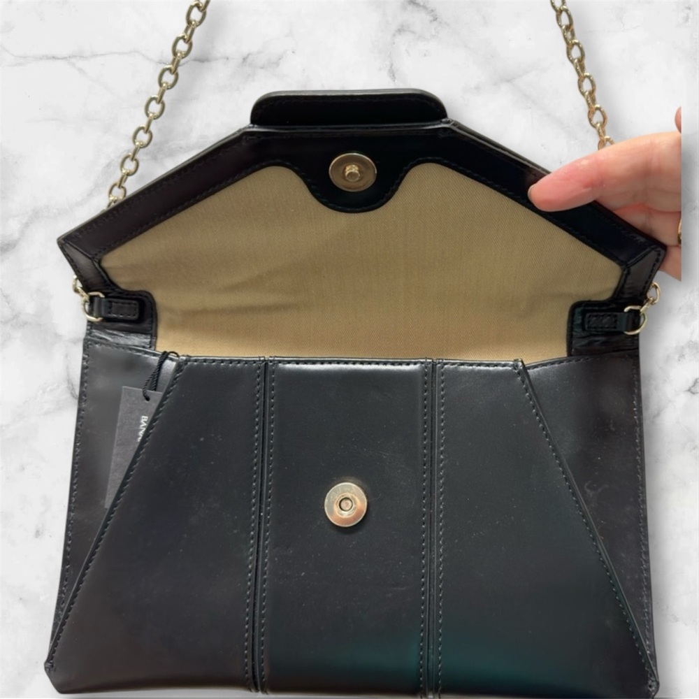 Banana Republic Black Clutch Silver Chain &Buckle Purse Handbag NWT old stock - Picture 4 of 9